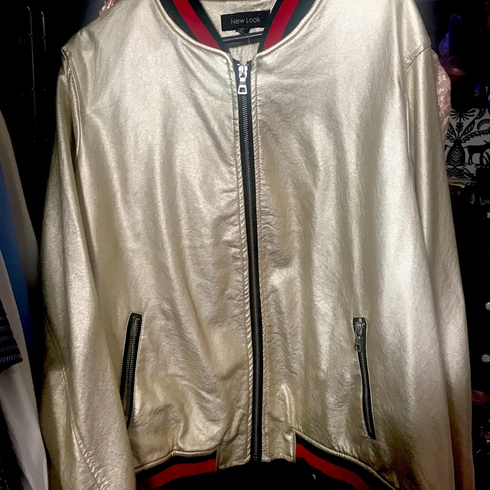 New With Tags Plus Gold Bomber Jacket Woman’s 2x